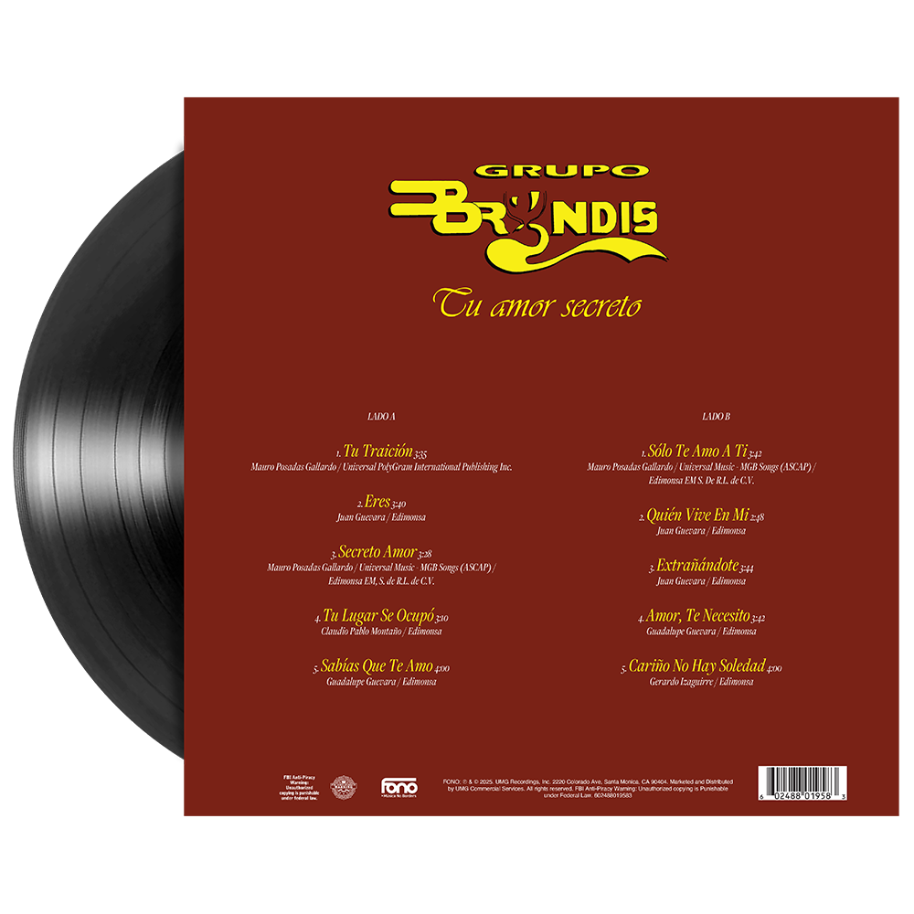 Grupo Bryndis - Tu Amor Secreto 1LP Vinyl Back