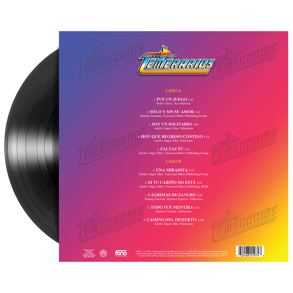 Los Temerarios - Fue Un Juego 1LP Vinyl Back